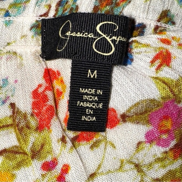 Jessica Simpson Bohemian Whimsical Floral Peasant Mini Summer Dress M - Picture 6 of 9